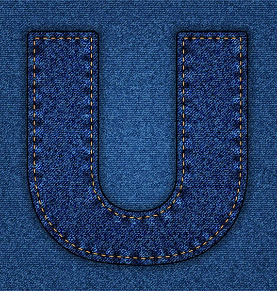 Jeans alfabeto lettera U — Vettoriale Stock