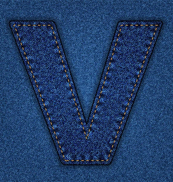 Jeans alphabet letter V — Stock Vector