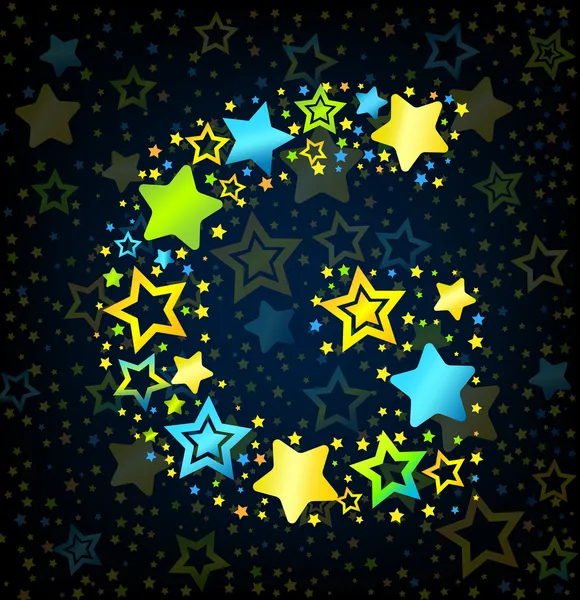 Lettre G étoile de dessin animé de couleur — Image vectorielle
