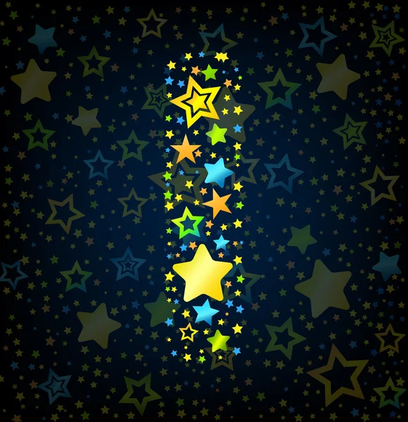 Цветная буква I мультяшной звезды — стоковый вектор