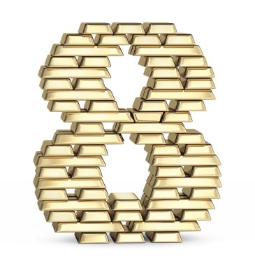 Number 8 from gold bars clipart