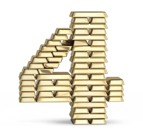 Número 4 de barras de ouro — Fotografia de Stock