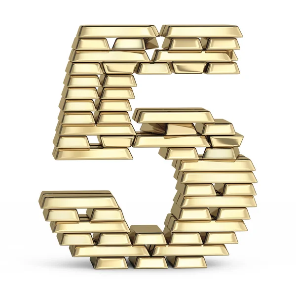 Number 5 from gold bars — Stock Photo, Image