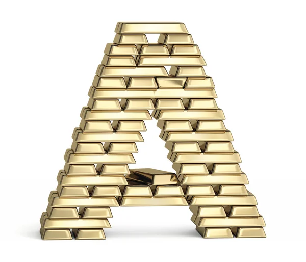 Letter A from gold bars — Stock Photo, Image