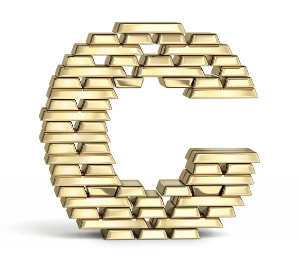 Буква С из золотых слитков — стоковое фото