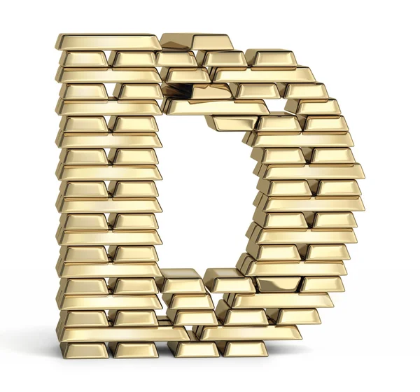 Letter D from gold bars — Stock Photo, Image