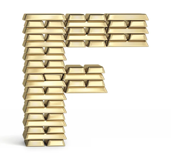 Letter F from gold bars — Stock Photo, Image