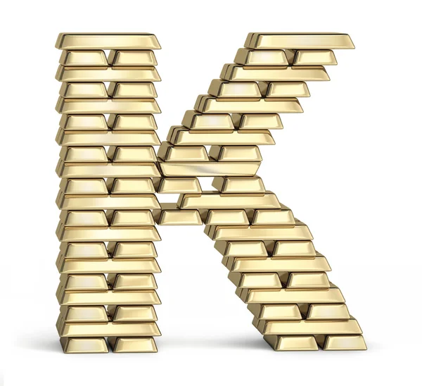 Буква K из золотых слитков — стоковое фото