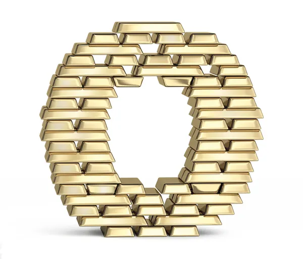 Letter O from gold bars — Stock Photo, Image