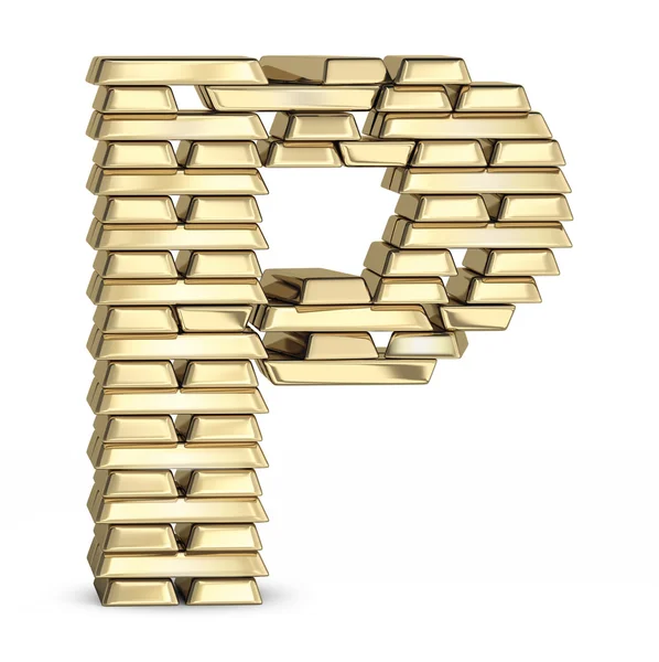 Letter P from gold bars — Stock Photo, Image