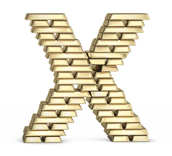 Letter X from gold bars — Stock Photo, Image