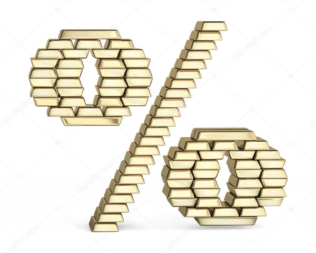 Percent sign from gold bars
