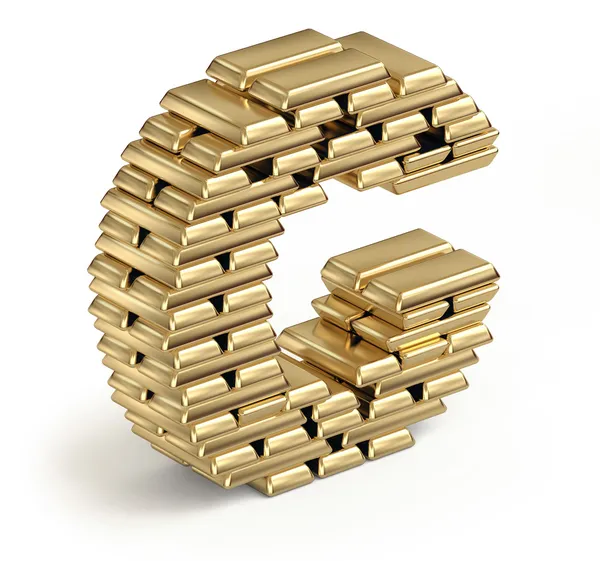 Letter C from gold bars — Stock Photo, Image