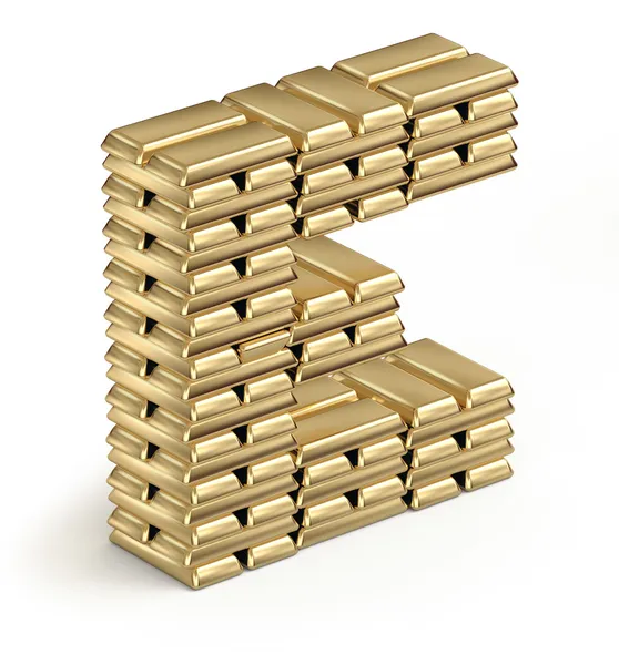 Letter E from gold bars — Stock Photo, Image