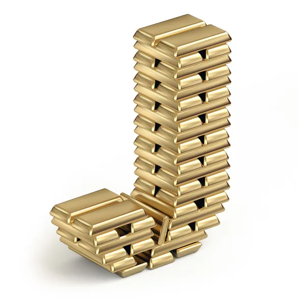 Letter J from gold bars — Stock Photo, Image