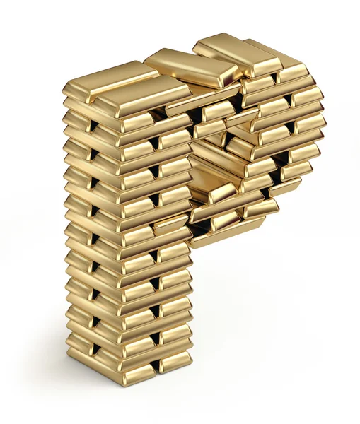 Carta P de barras de ouro — Fotografia de Stock