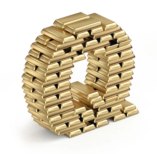 Letter Q from gold bars — Stock Photo, Image