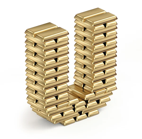 Letter U from gold bars — Stock Photo, Image