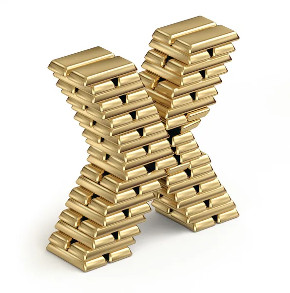 Letter X from gold bars — Stock Photo, Image