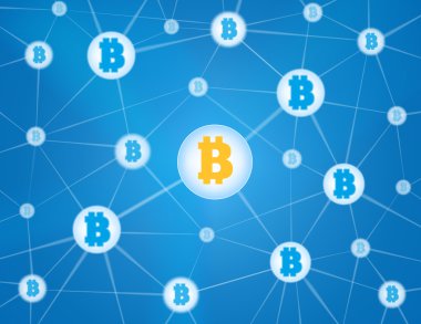bitcoin ağ mavi arka plan