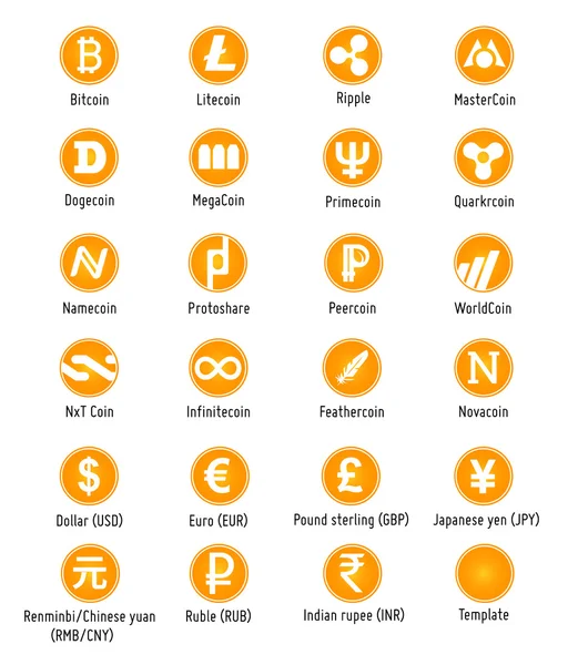 Icone vettoriali criptovaluta — Vettoriale Stock