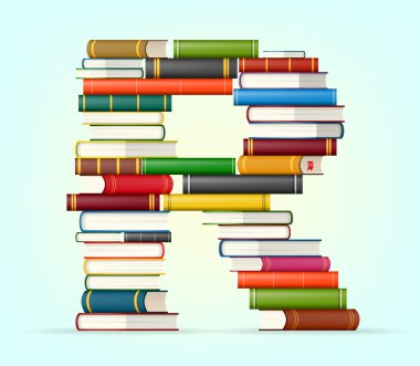 yığında çoklu alfabe kitapları renkli