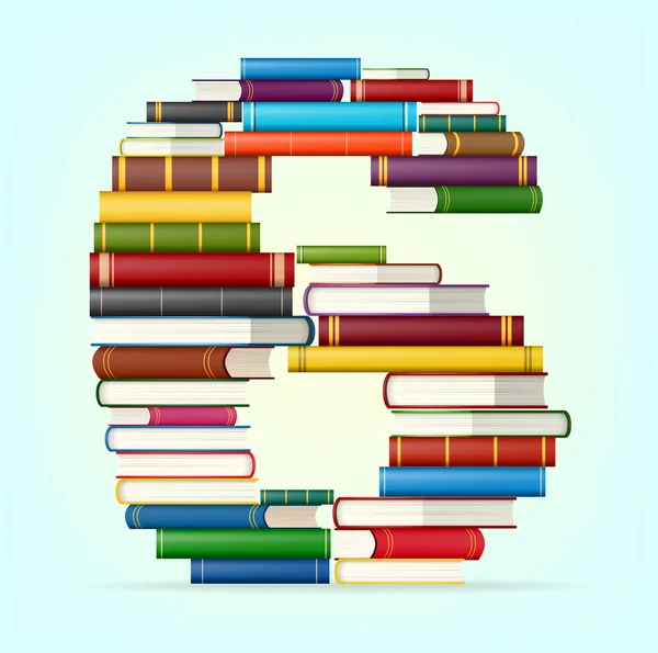 Números de pilas de libros multicolores — Vector de stock