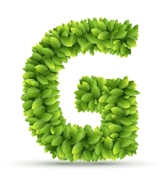 Letter G,  vector alphabet of green leaves — Stock Vector