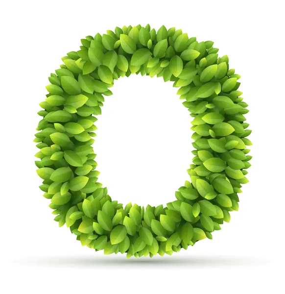 Letra O, alfabeto vectorial de hojas verdes — Vector de stock