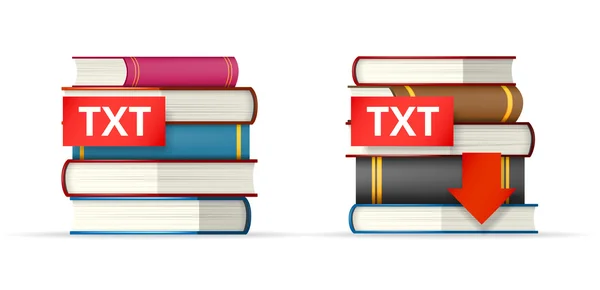 Libri TXT pile icone — Vettoriale Stock