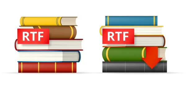 Rtf Bücher stapeln Symbole — Stockvektor