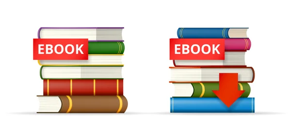 EBook Bücher stapeln Ikonen — Stockvektor