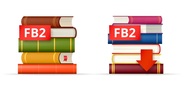 FB2 kitap yığınları simgeler — Stok Vektör