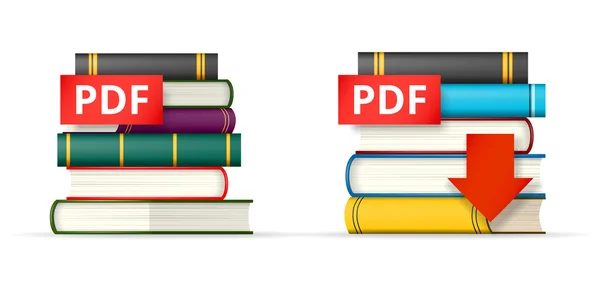 Livros PDF empilham ícones — Vetor de Stock