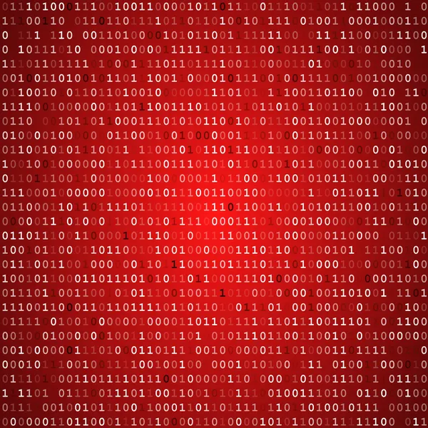 Pantalla roja de código binario — Vector de stock