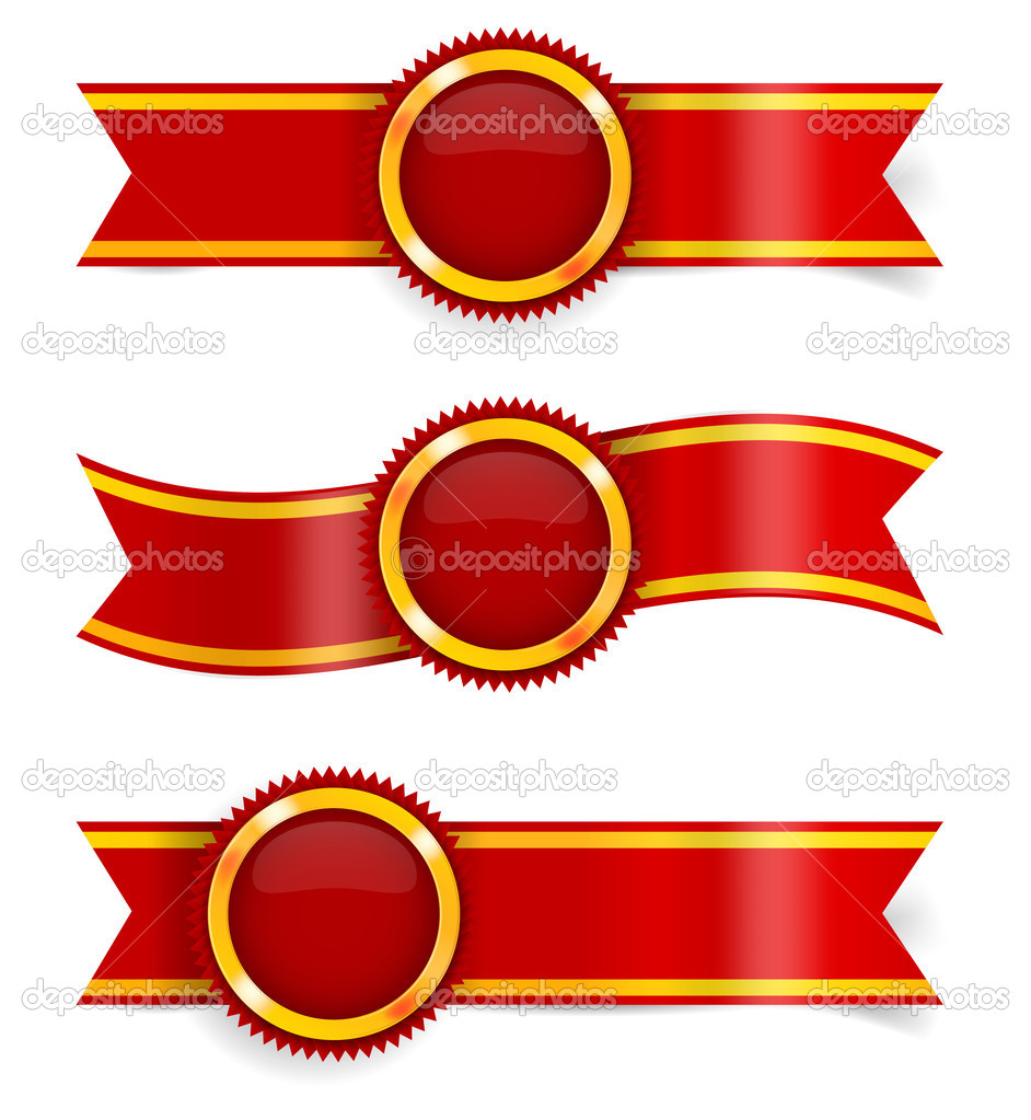 Vector set of red award ribbons