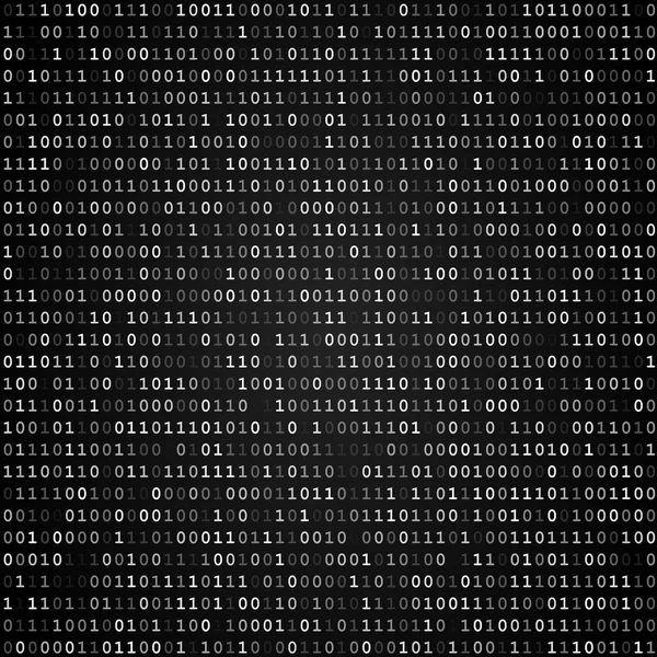 Schermata codice binario nero — Vettoriale Stock