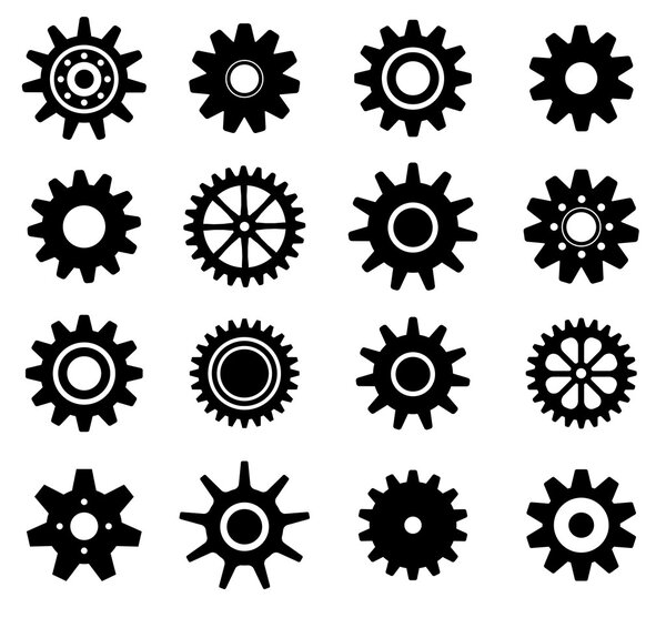 Gear cogs wheels icons set