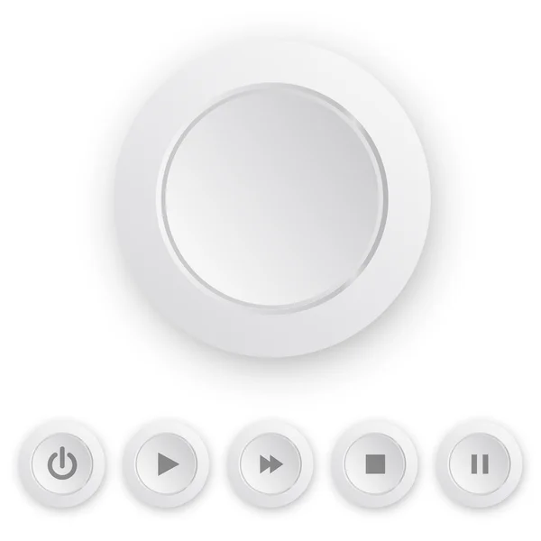 Lecteur multimédia bouton poussoir blanc — Image vectorielle