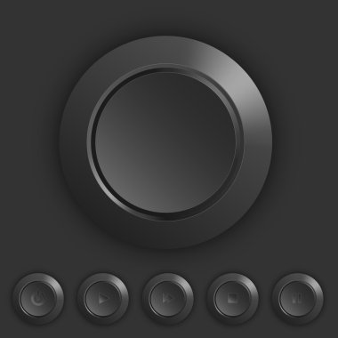 Dark buttons with play,pause icons clipart