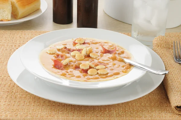 Bean with bacon soup — Stock Photo, Image