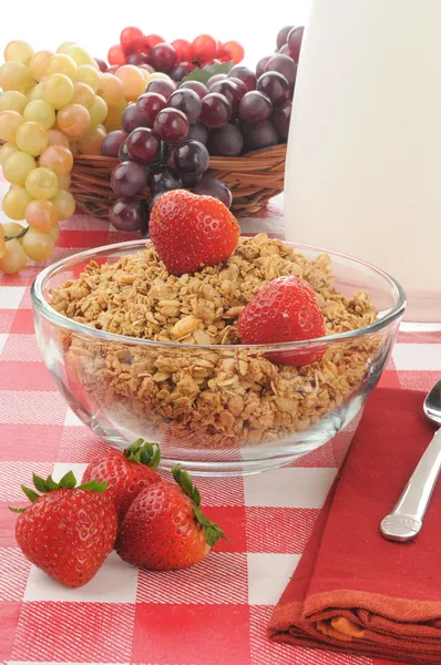 Granola with strawberries — Stock Photo, Image