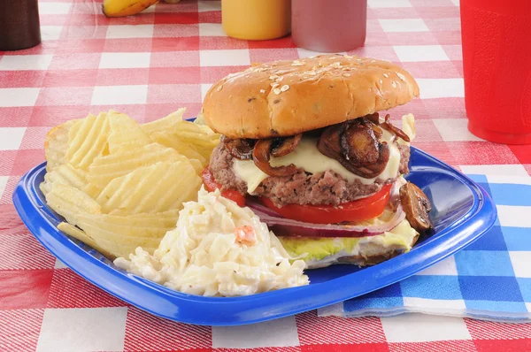 Houbová swiss burger — Stock fotografie