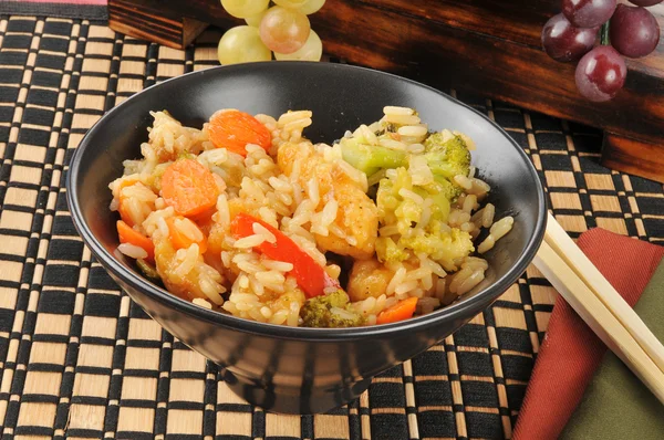 Bourbon flavored chicken and rice — Stock Photo, Image