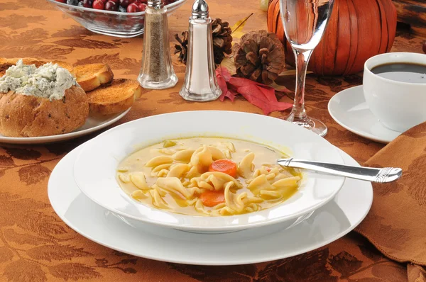 Turkey noodle soup — Stock Photo, Image