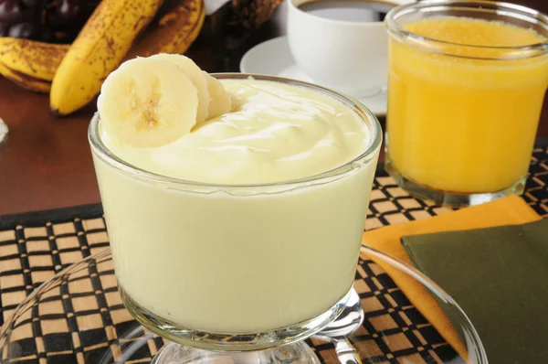 Banan yoghurt närbild — Stockfoto