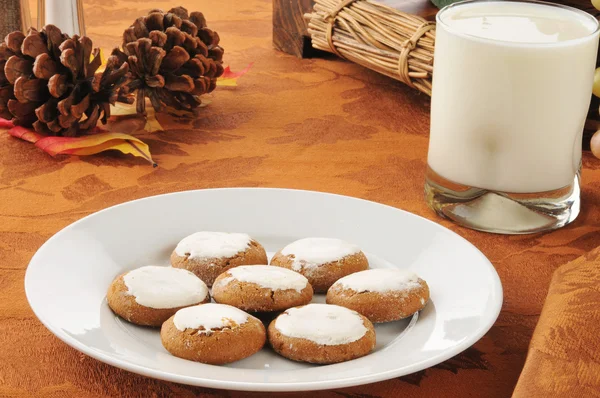 Molasses cookies and milk — Stock Photo, Image