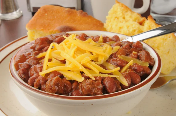 Chili avec gros plan de fromage — Photo