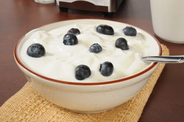 Vanilla yogurt with fresh blueberries — Stock Photo, Image