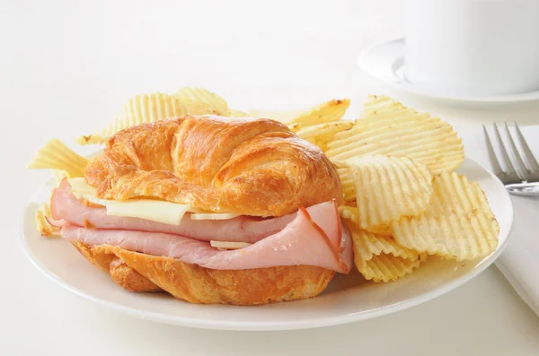 Ham and Swiss Croissant — Stock Photo, Image